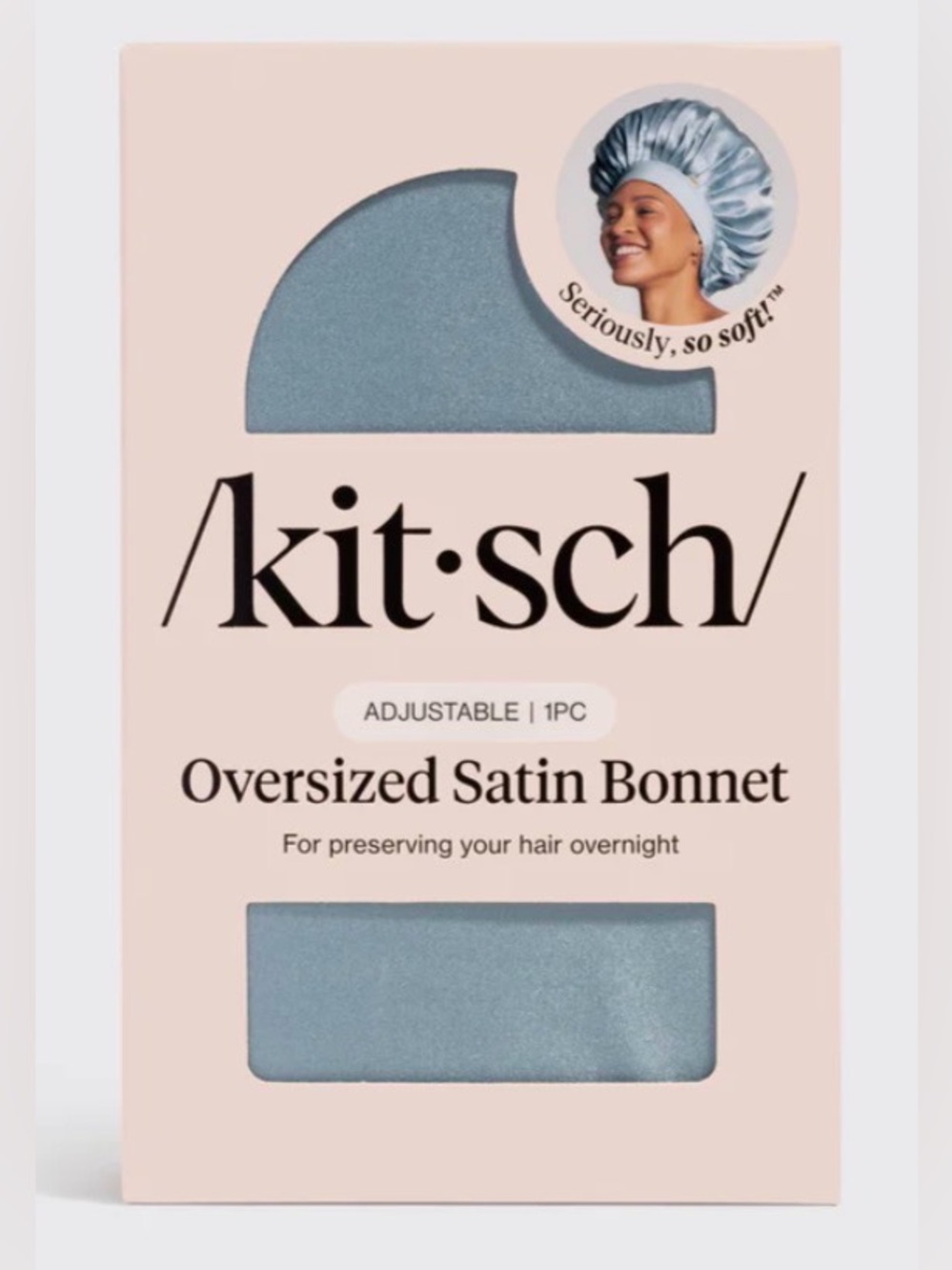 Kitsch Oversized Satin Bonnet - Haze Blue -NIB